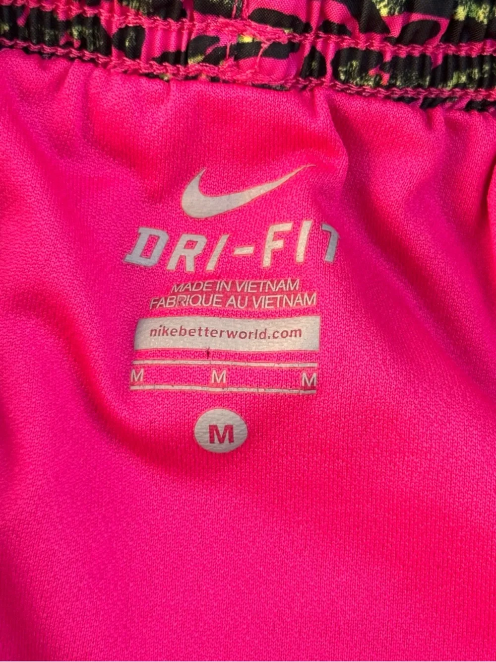 Nike Hot Pink, Black and Neon Green Animal-Print Athletic Shorts | Size Medium